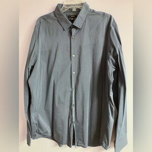 Alfani Men’s Dress Shirt, Size XXL, Blue/Gray, Striped, Long Sleeves